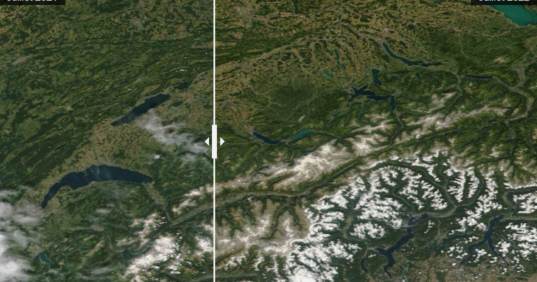 La sécheresse historique de l'été 2022 est visible depuis l'espace - rts.ch