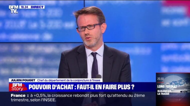 Pouvoir d'achat: "On a une croissance positive, malgré une consommation des ménages plutôt atone", affirme Julien Pouget de l'Insee