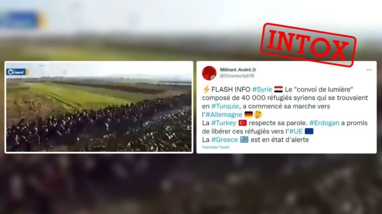 Non, cette vidéo ne montre pas un convoi de réfugiés syriens en route vers l’Europe