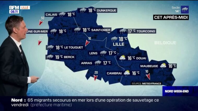 un samedi pluvieux, jusqu'à 18°C à Calais et à Lille