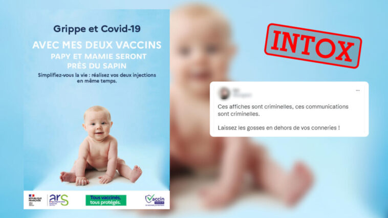 Cette campagne incitant à vacciner les nouveau-nés contre le Covid-19 est un montage