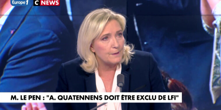Marine Le Pen estime que LFI devrait l'«exclure» du groupe à l'Assemblée