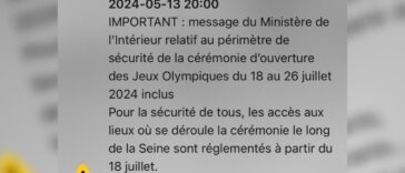 la préfecture de police envoie un message relatif à la sécurité pendant les Jeux sur les téléphones portables via le dispositif FR-Alert